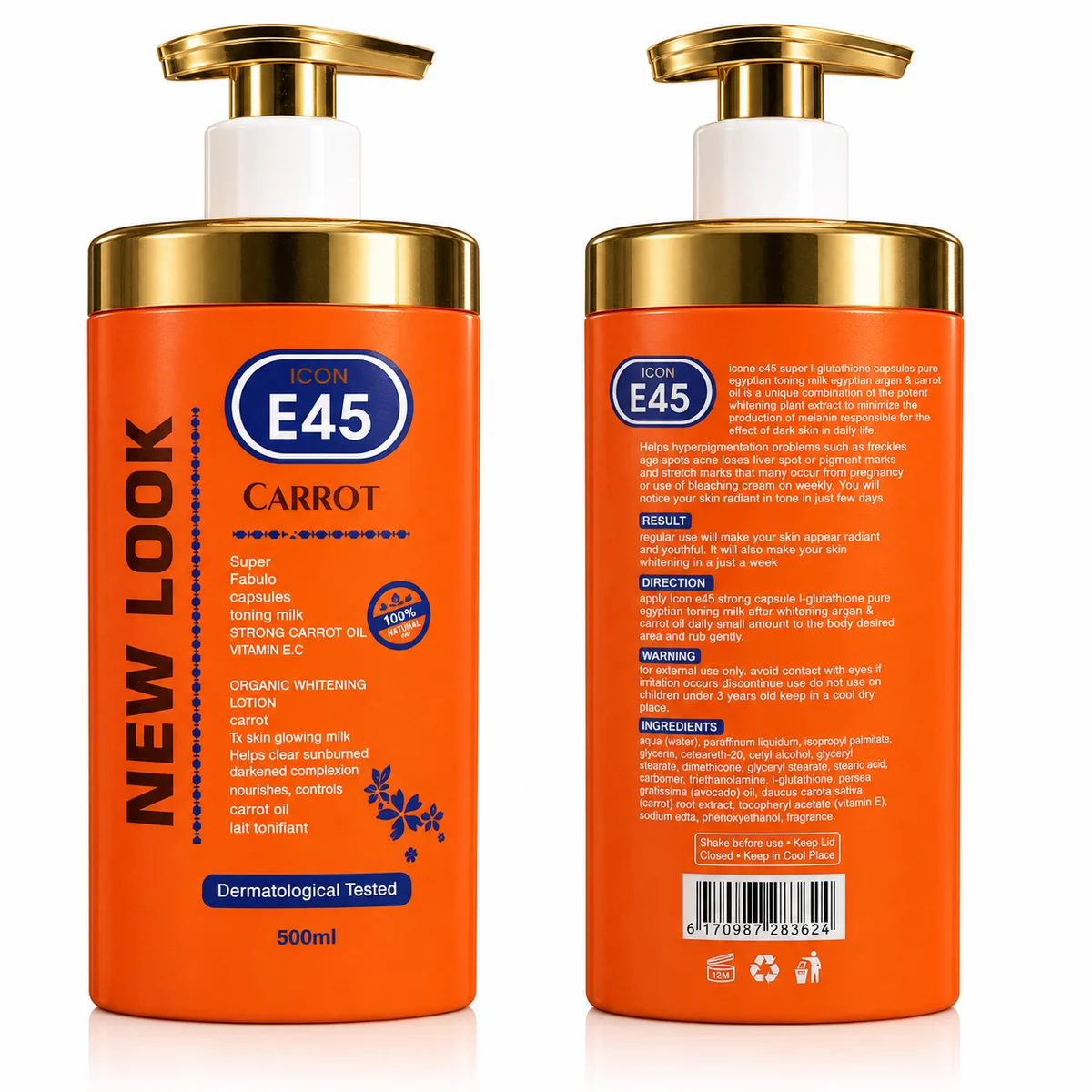 Icon E45 Carrot - Lait Tonifiant Blanchissant à la Carotte & Glutathion