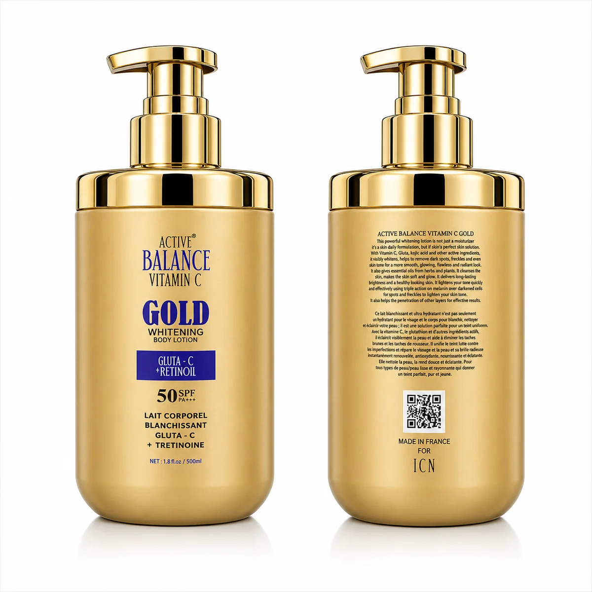 Active Balance Vitamin C Gold - Lait Corporel Blanchissant Gluta-C + Trétinoïne