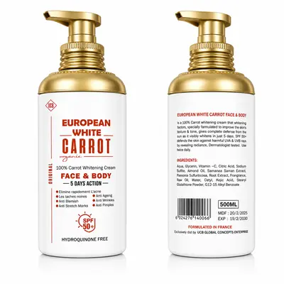 UCB European White Carrot Organic - Crème Éclaircissante Visage & Corps Carotte
