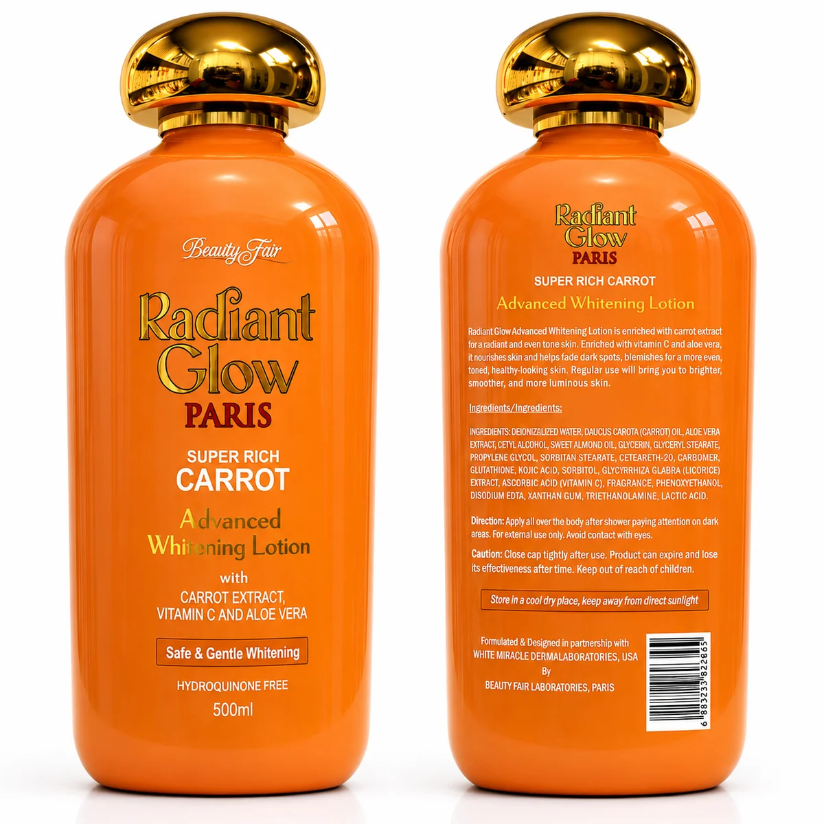 Beauty Fair Radiant Glow Paris - Lotion Éclaircissante Avancée Super Rich Carrot