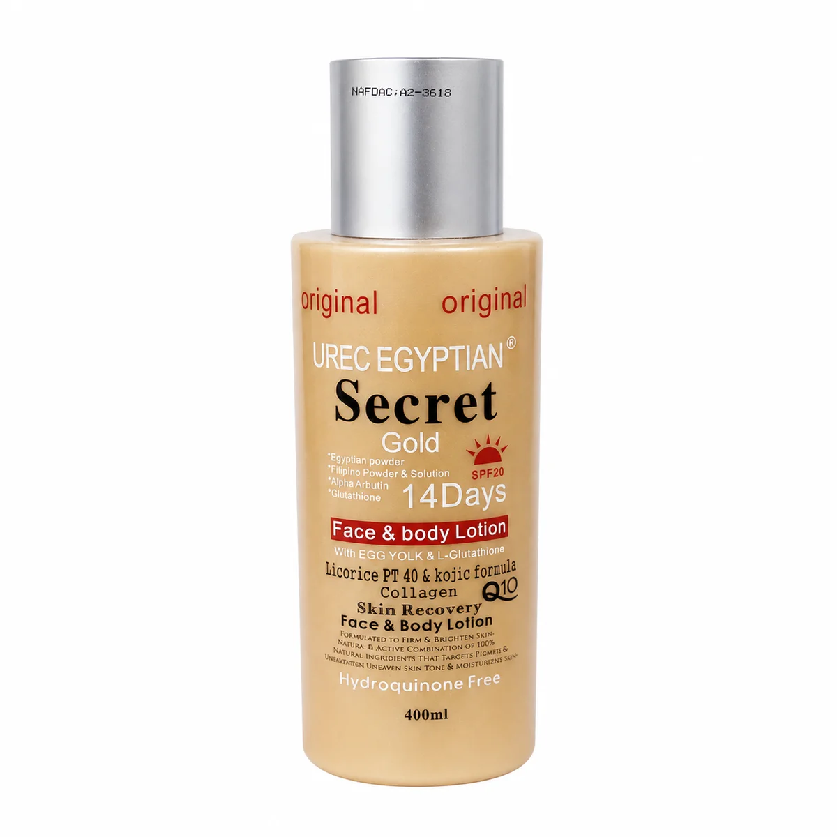 Purec Egyptian Original - Lotion Secret Gold Éclaircissante Visage & Corps 14 Jours