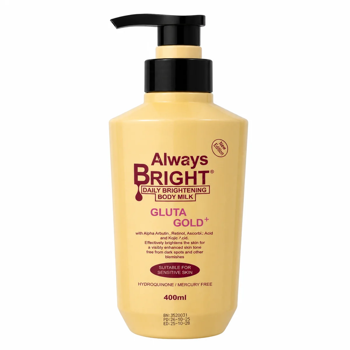 Always Bright Gluta Gold+ - Lait Corps Éclaircissant Quotidien
