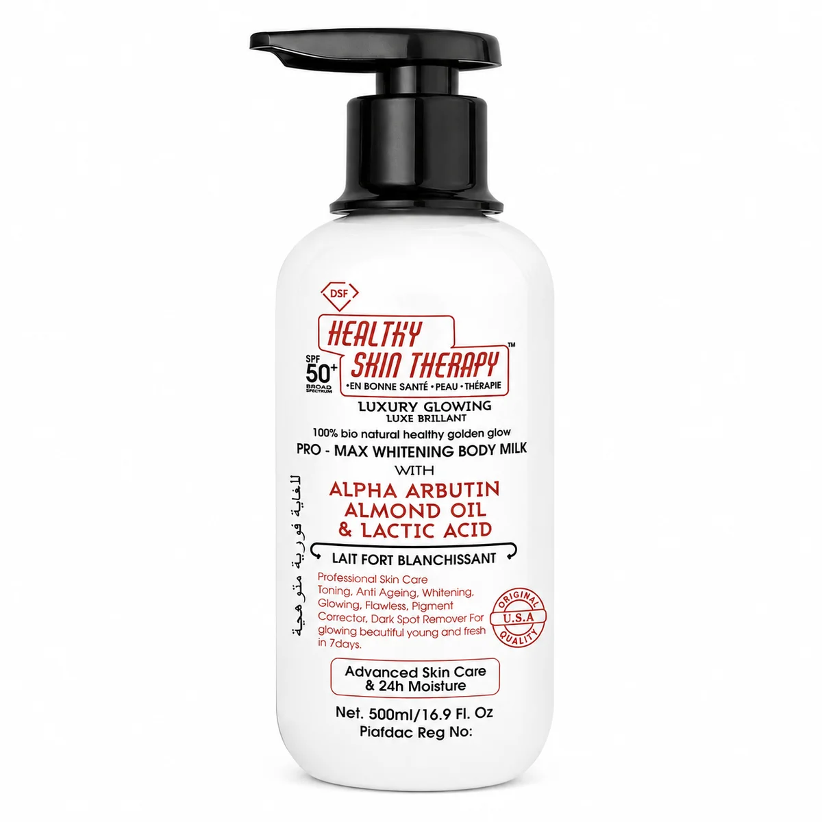 DSF Healthy Skin Therapy Luxury Glowing - Lait Corporel Éclaircissant Pro-Max Alpha Arbutine, Huile d'Amande & Acide Lactique