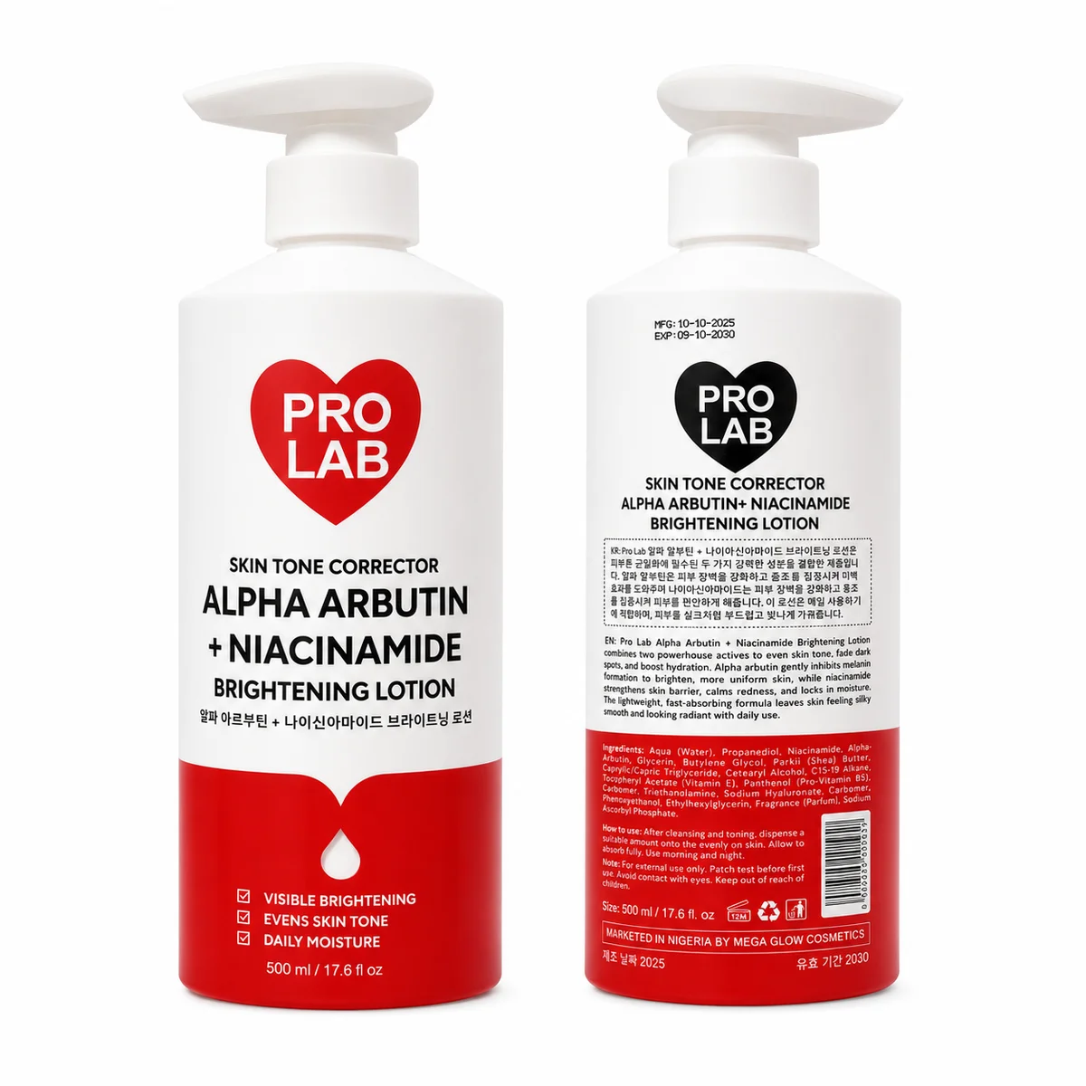 PRO LAB Alpha Arbutin + Niacinamide - Lait Éclaircissant Correcteur de Teint