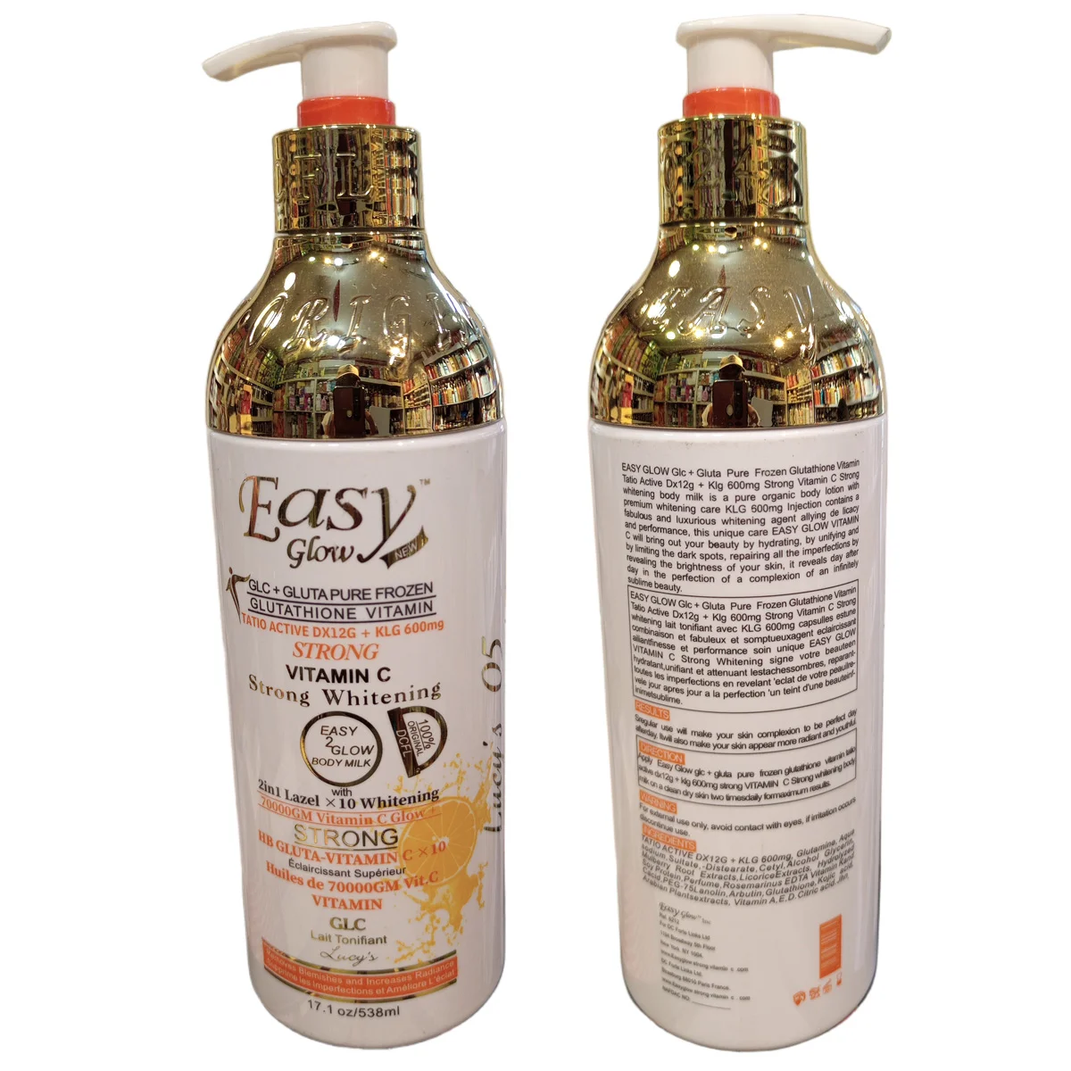 Easy Glow, GLC + Gluta Pure Frozen Glutathione Vitamin, Strong Vitamin C - Lait Corporel Éclaircissant