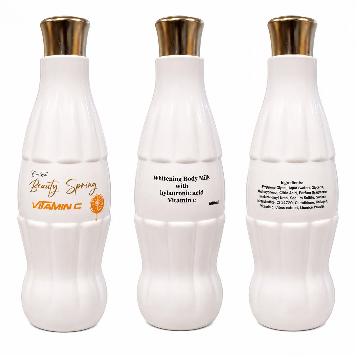 Beauty Spring - Vitamin C, Lait Corporel Éclaircissant, Acide Hyaluronique