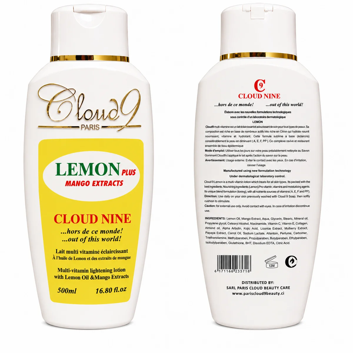 Cloud 9 Lemon Plus Mango Extracts - Lait Multi-Vitaminé Éclaircissant à l’Huile de Citron et Extraits de Mangue