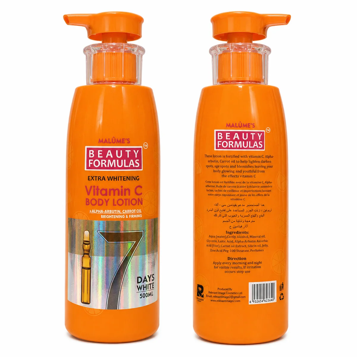 Malûme's Beauty Formulas Extra Blanchissant - Lait Vitamine C 7 Jours