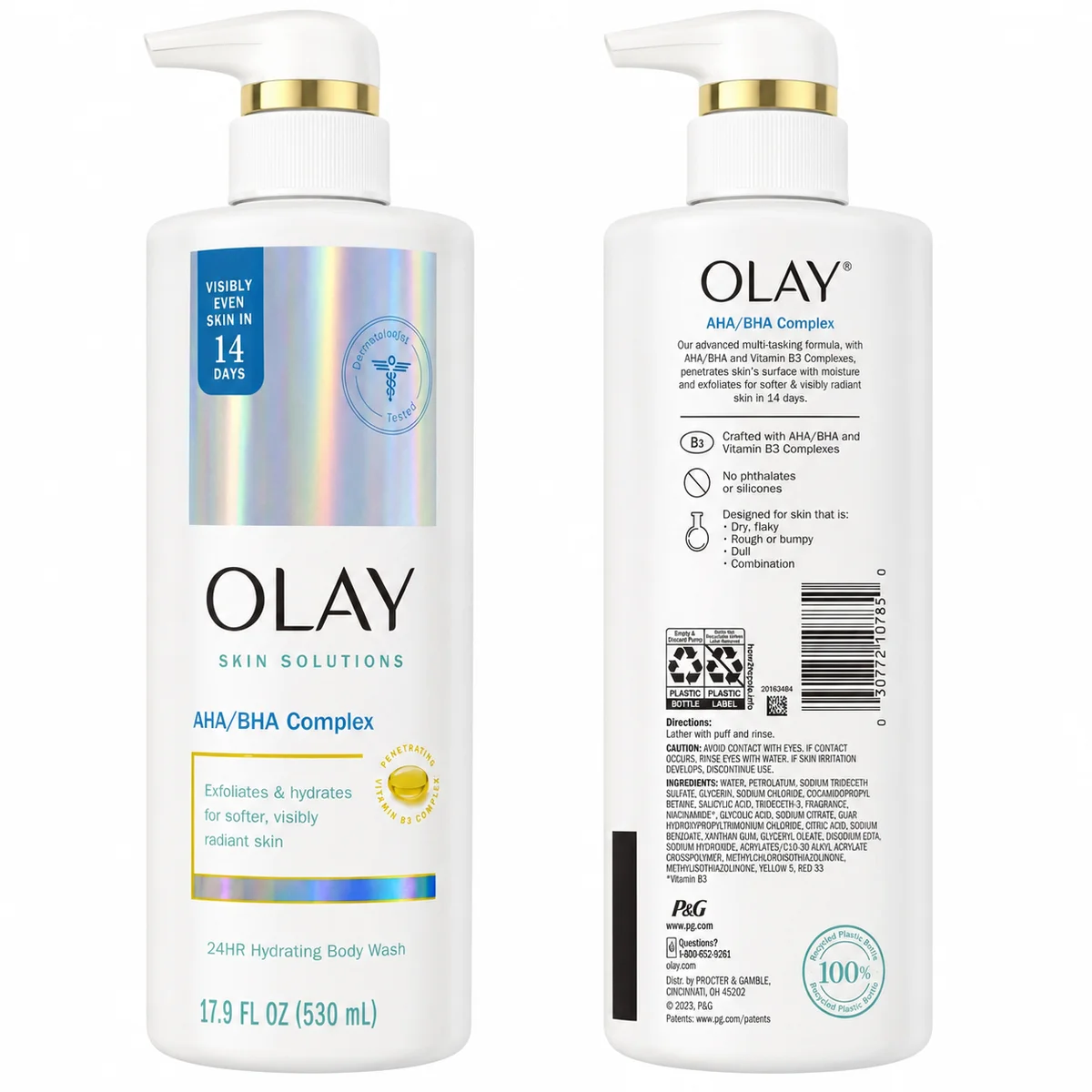 Olay Skin Solutions Complexe AHA/BHA - Lait Lavant Hydratant 24h