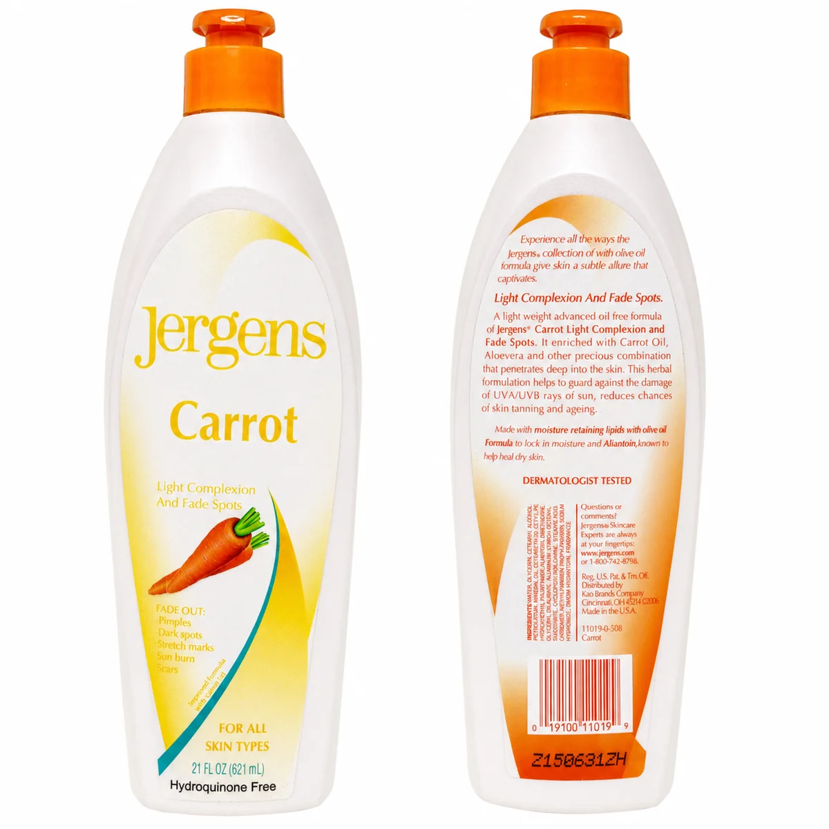 Jergens Carrot - Lait Éclaircissant Hydratant à la Carotte