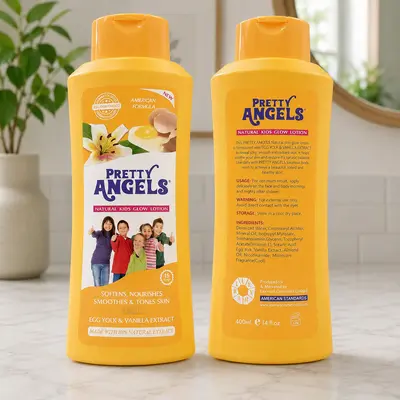 Pretty Angels Natural Kids Glow Lotion - Lait Corporel Nourrissant pour Enfants au Jaune d'Œuf et Extrait de Vanille