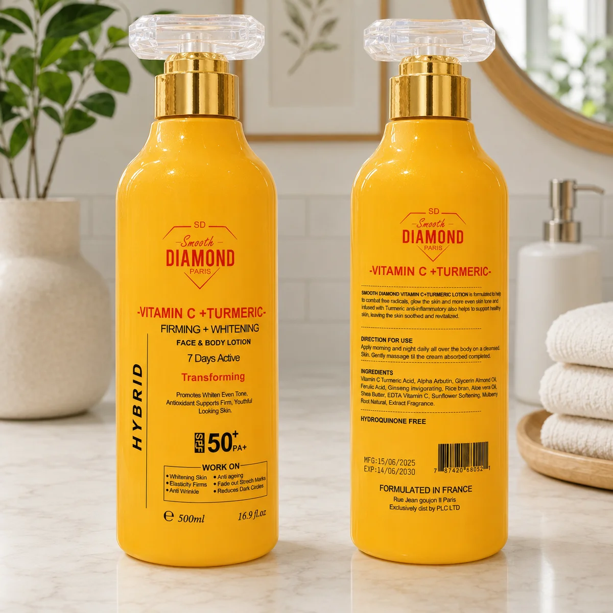 Smooth Diamond Paris Vitamin C + Turmeric Hybrid - Lait Éclaircissant Visage & Corps