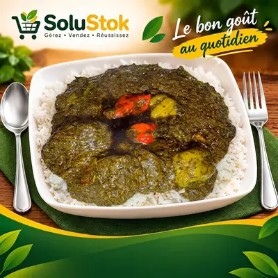 Riz avec sauce feuille de manioc et poulet (Standard)